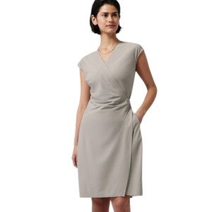 Athleta Newport Wrap Dress City Stripe Black Sea Salt M/P NWT